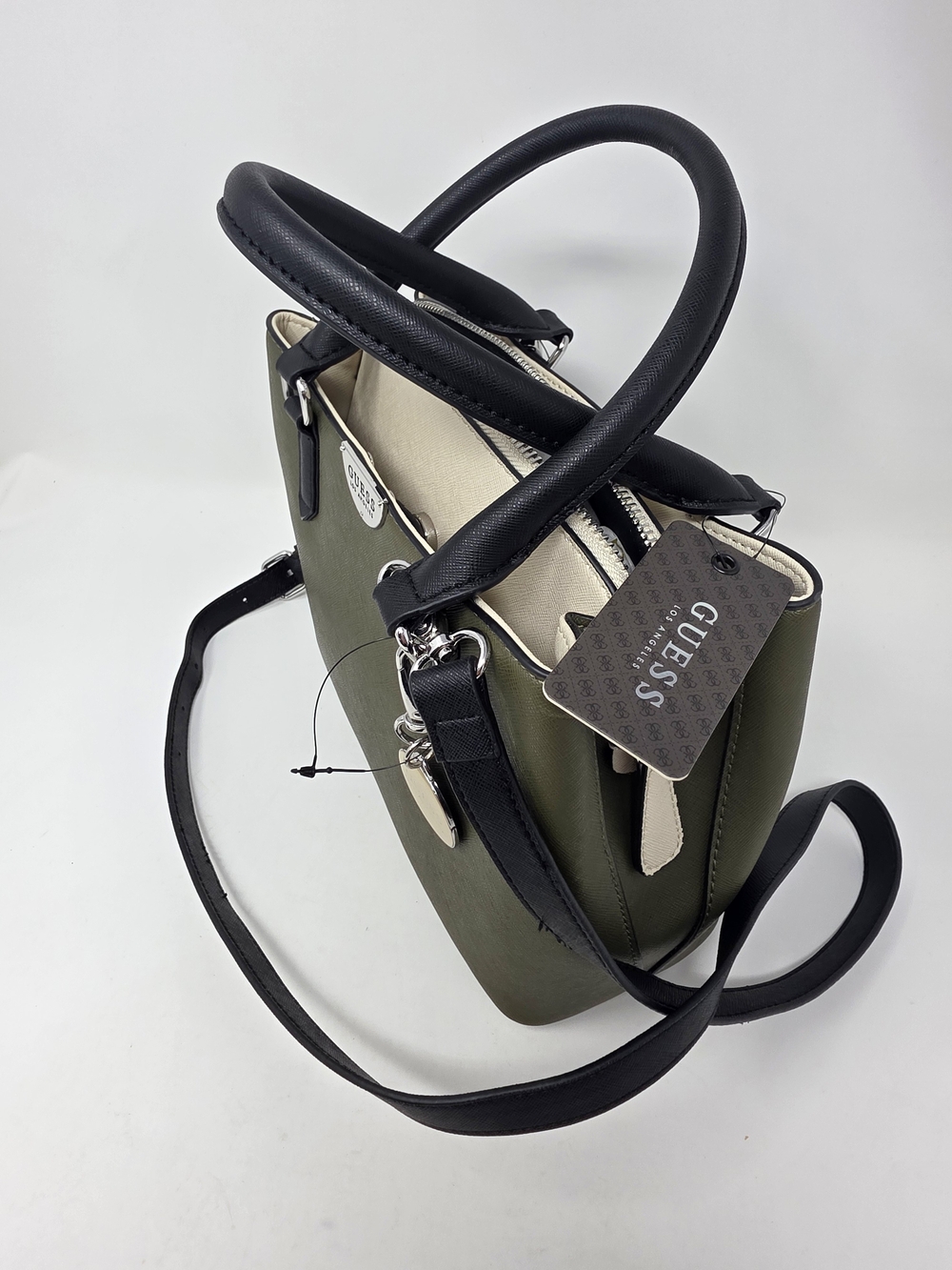 GUESS Olive Green and Black Bag Satchel Shoulder Crossbody Purse NWT